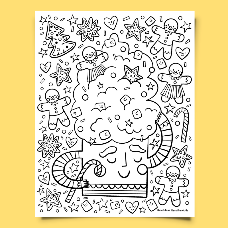 Cocoa & Cookies Colouring Sheet